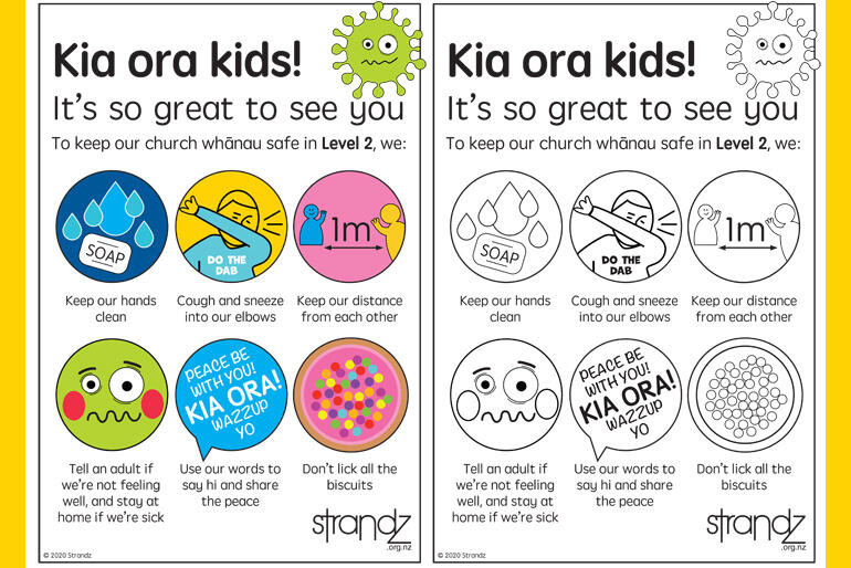 Strandz Tikanga Pākehā children's ministry hub has produced a poster to help children remember how to do church at Level 2.