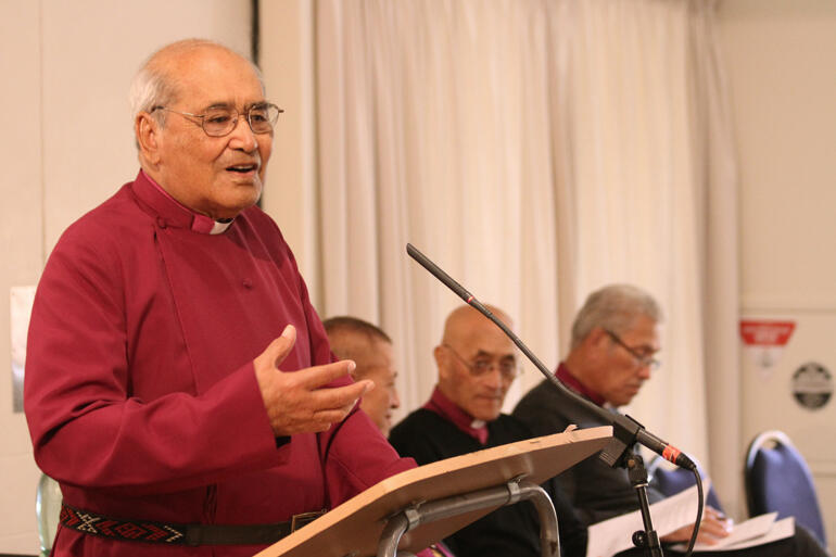 Archbishop Brown Turei presents the new forum for 'plain and open dialogue' between bicultural partners at Te Hīnota Whānui, 2014. Archbishop Brown Turei presents the new forum for 'plain and open dialogue' between bicultural partners at Te Hīnota Whānui, 2014.