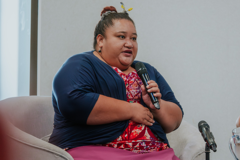 Bolivia Smith, Diocese of Polynesia Samoa delegate presents her ideas on how women church leaders can flourish. Bolivia Smith, Diocese of Polynesia Samoa delegate presents her ideas on how women church leaders can flourish.