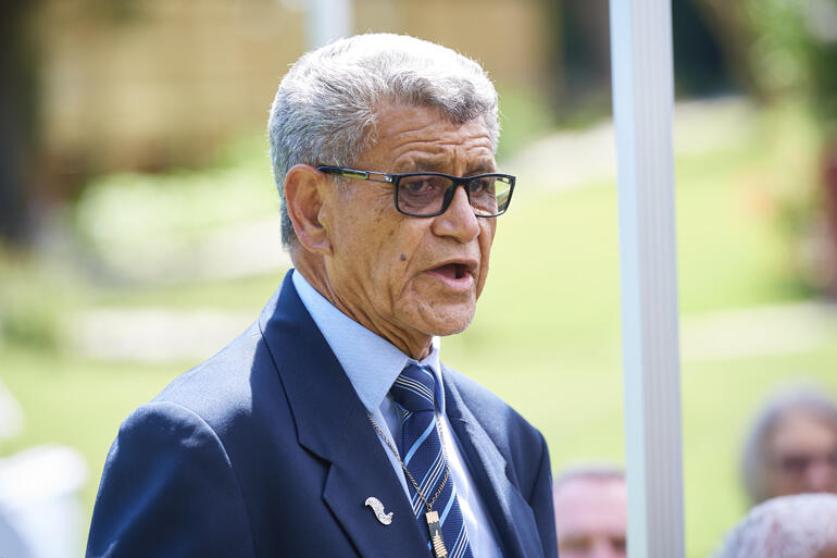 Otamataha Trust Chair Puhirake Ihaka opens the speeches for tangata whenua at the pōwhiri on December 5.