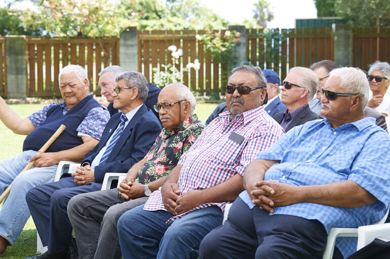 Otamataha Trustees and members of Tauranga Moana iwi line up on the tangata whenua side.