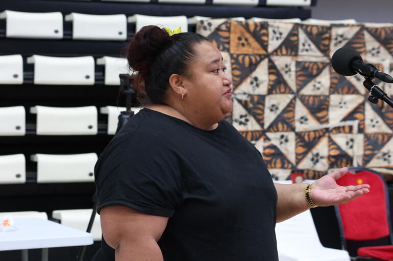 Samoan delegate Bolivia Smith moves the moana motion on ocean wellbeing at General Synod Te Hīnota Whānui in Nukua'alofa, Tonga.