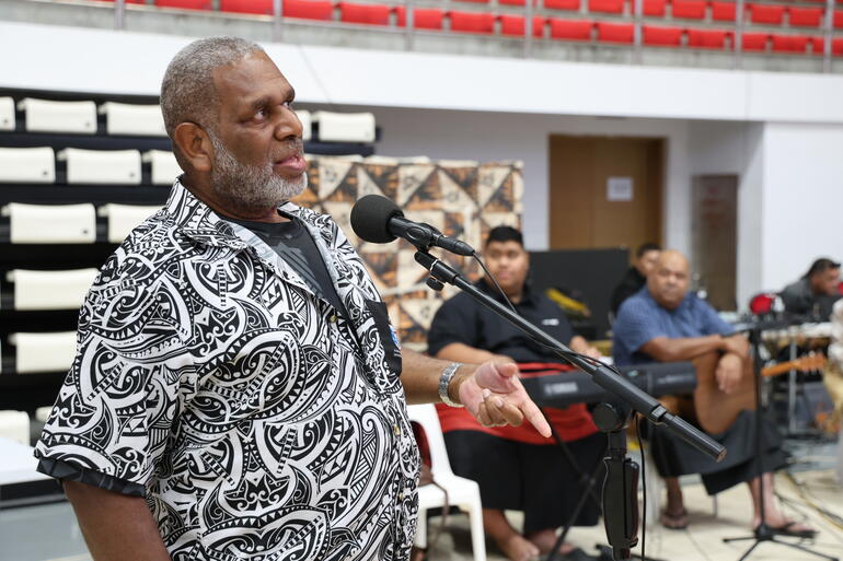 Seconder of the "One Vision, One Vaka/Waka, One Ocean" motion, the Rev Winston Tarere speaks during General Synod Te Hīnota Whānui 2026.