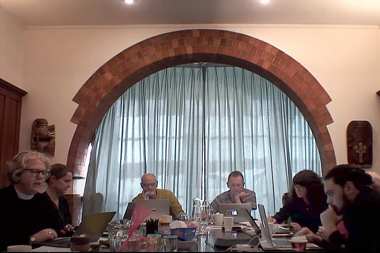 The Rev Clare Barrie (left) introduces the Social Justice Unit Bill from the Diocese of Auckland table at the 25 July 2020 Hīnota Whanui by Zoom. The Rev Clare Barrie (left) introduces the Social Justice Unit Bill from the Diocese of Auckland table at the 25 July 2020 Hīnota Whanui by Zoom.
