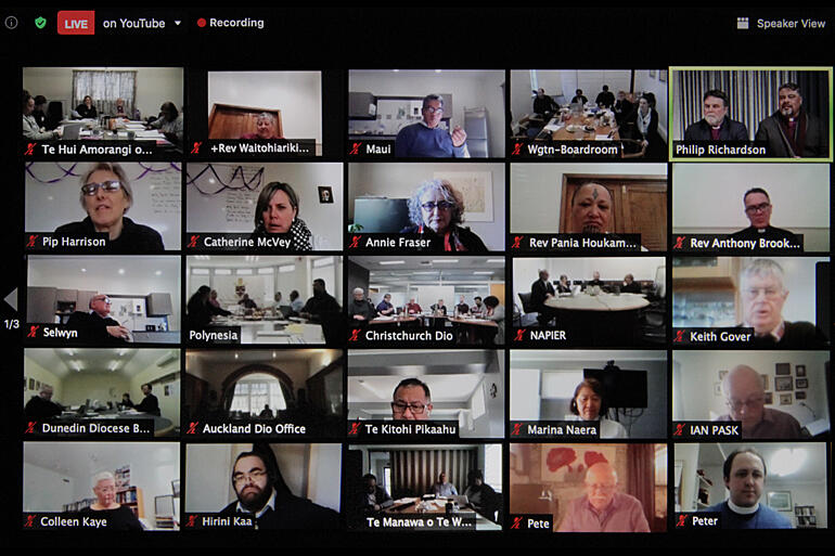 Members of General Synod Te Hīnota Whānui meeting by Zoom on 25 July consider reforms to the Church's Ministry Standards canons (Title D). 