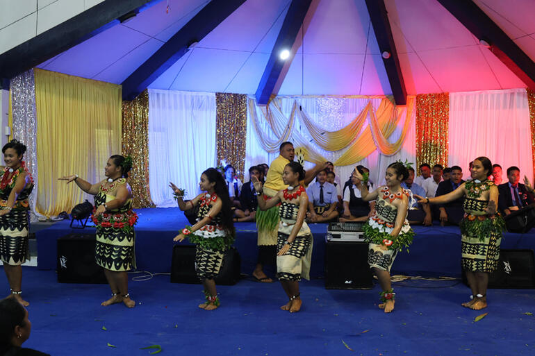 Students from St Andrew's High School perform during the Synod's first dinner.