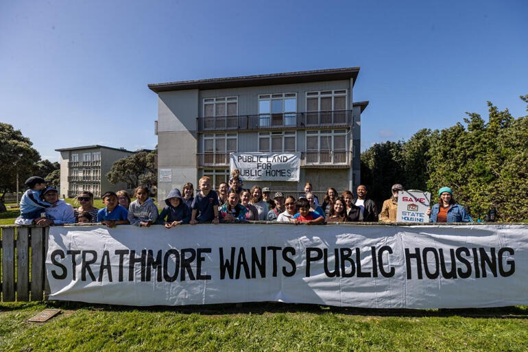 Members of Strathmore church and community vigil at Nuku Street to halt public housing land sales.