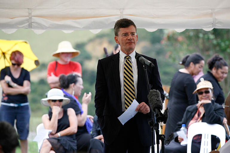 The Hon Chris Finlayson, Attorney General and Minister of Treaty Settlements addresses the VIPs. The Hon Chris Finlayson, Attorney General and Minister of Treaty Settlements addresses the VIPs.