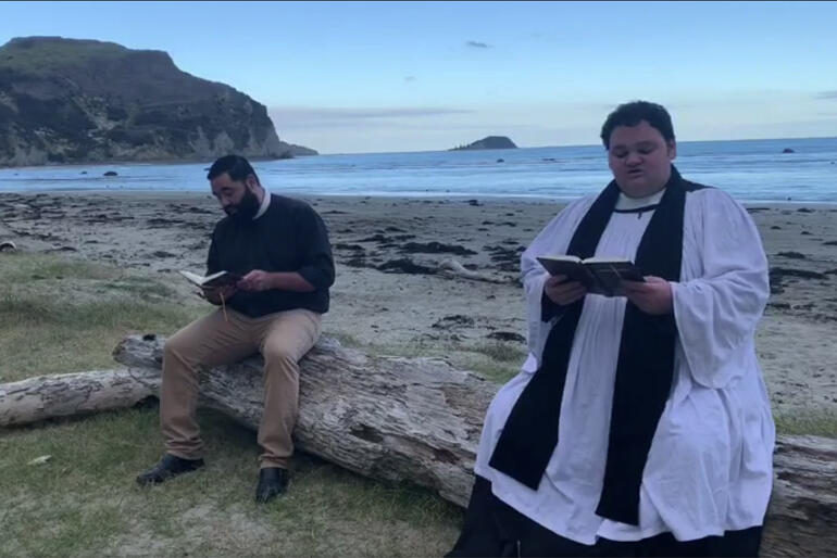 Screenshots archive Covid-era worship: Rev Canon Christopher Douglas-Huriwai and Br Zhane Whelan lead TPOA Karakia Kai Hapa on May 31, 2020. Screenshots archive Covid-era worship: Rev Canon Christopher Douglas-Huriwai and Br Zhane Whelan lead TPOA Karakia Kai Hapa on May 31, 2020.