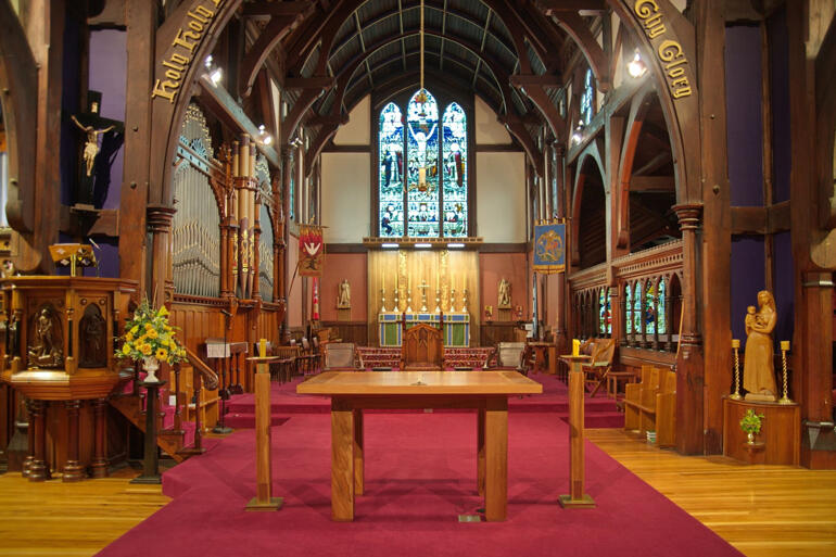 The sanctuary of St Michael and All Angels Anglican Church in central Ōtautahi Christchurch where the Hui masses will be held. The sanctuary of St Michael and All Angels Anglican Church in central Ōtautahi Christchurch where the Hui masses will be held.