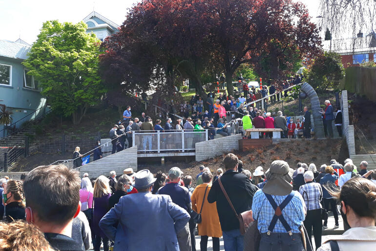 Head of Rūnaka o Ōtākou, Ngāi Tahu elder Edward Ellison welcomes visitors to the Archibald Baxter Peace Garden opening on behalf of mana whenua.