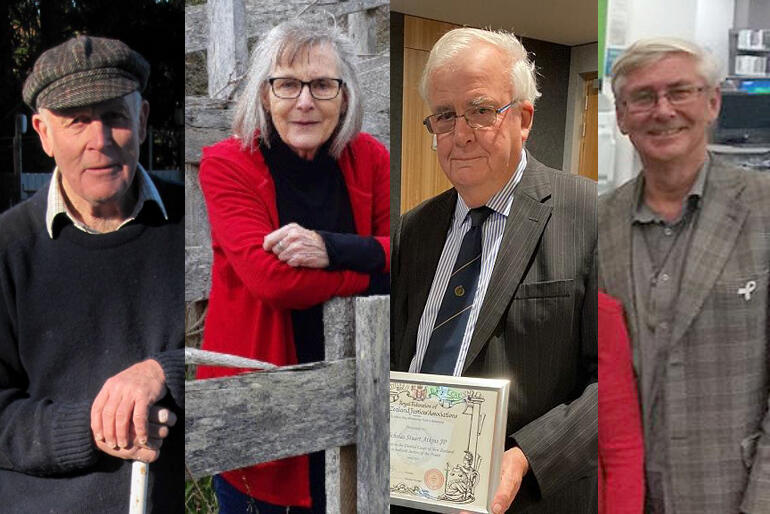 Anglican laypeople in Queen's Jubilee honours L-R: Sam Inder QSM, Ann Somerville QSM, Nick Atkins JP, MNZM & Michael Scrivener QSM.  