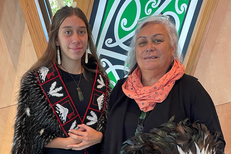 Tiana Kettle and Ngāti Te Whiti Hapū Board Chair Julie Healey are the first to enter Te Whare Hononga. Photo: Mark Kettle. Tiana Kettle and Ngāti Te Whiti Hapū Board Chair Julie Healey are the first to enter Te Whare Hononga. Photo: Mark Kettle.