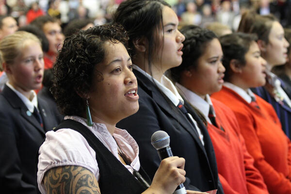 Maori women launch into a waiata.