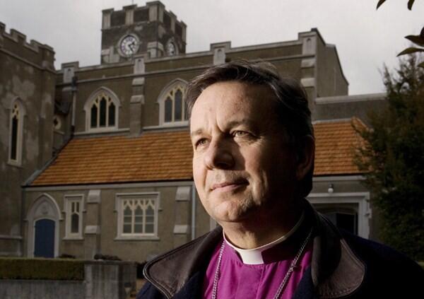 Archbishop David Moxon in the grounds of St Peter's Cathedral in Hamilton.