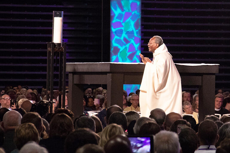 Presiding Bishop Michael Curry during the convention's opening eucharist. Presiding Bishop Michael Curry during the convention's opening eucharist.