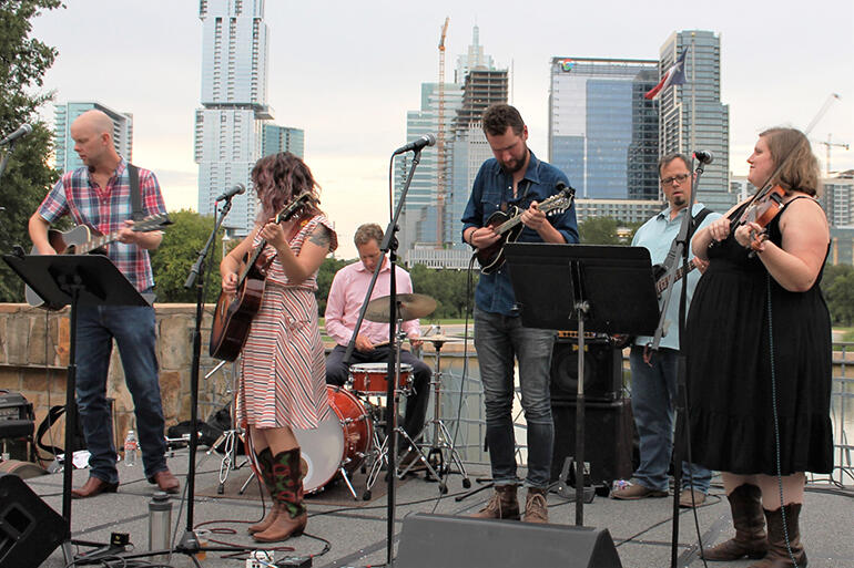 Texas night for the delegates - with Austin's CBD as a backdrop.