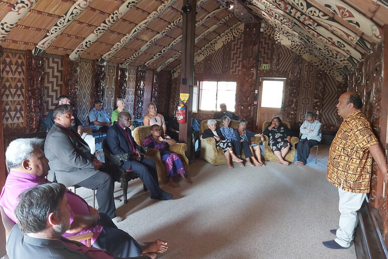 Archbishop John and Margaret Sentamu receive some background on the history of Tairāwhiti. Archbishop John and Margaret Sentamu receive some background on the history of Tairāwhiti.