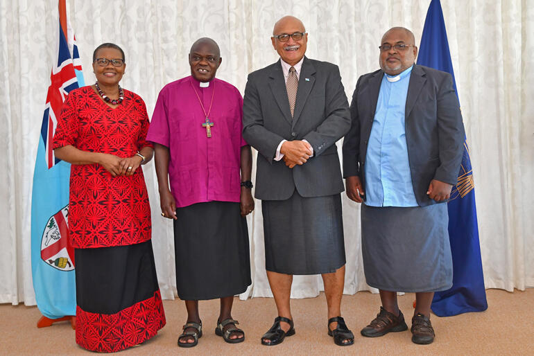 Rev Margaret Sentamu and Archbishop John meet President of Fiji Jioji Konrote, accompanied by the Rev Orisi Vuki. Rev Margaret Sentamu and Archbishop John meet President of Fiji Jioji Konrote, accompanied by the Rev Orisi Vuki.