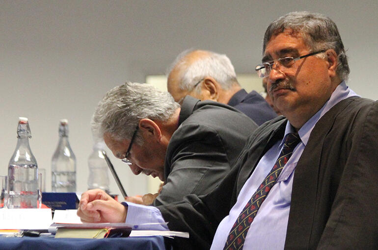 Te Pihopatanga secretary, Charles Hemana, listens to a debate. Te Pihopatanga secretary, Charles Hemana, listens to a debate.