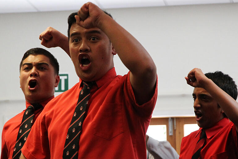 Te Aute boys show their approval of the SJCTB proposal.