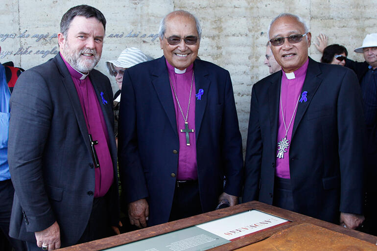 Archbishops Philip Richardson, Brown Turei and Winston Halapua at the opening of the Rangihoua Heritage Park in December 2014.