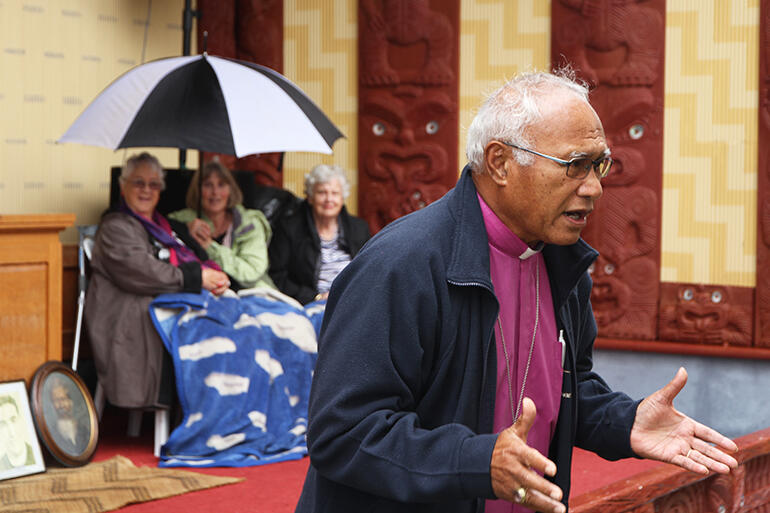 Archbishop Winston speaking on behalf of the primates during the powhiri.