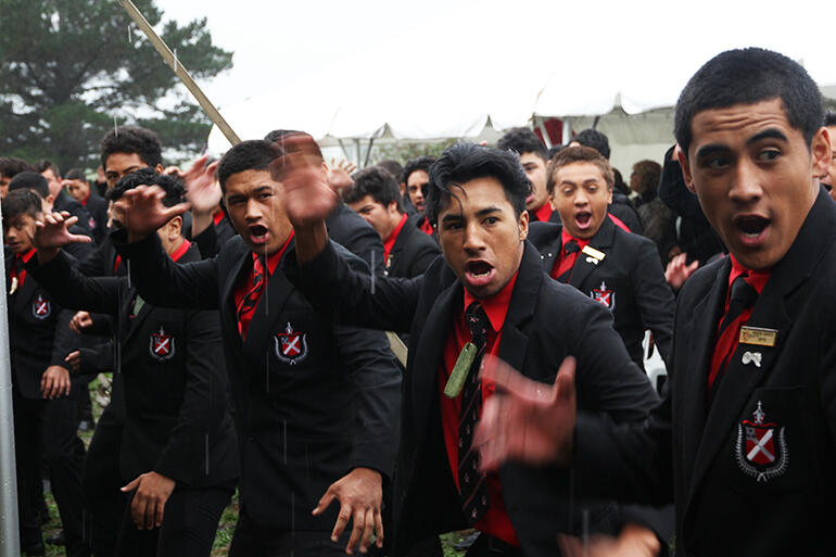 The boys from Te Aute College laid down a full throttle haka at the start of proceedings.