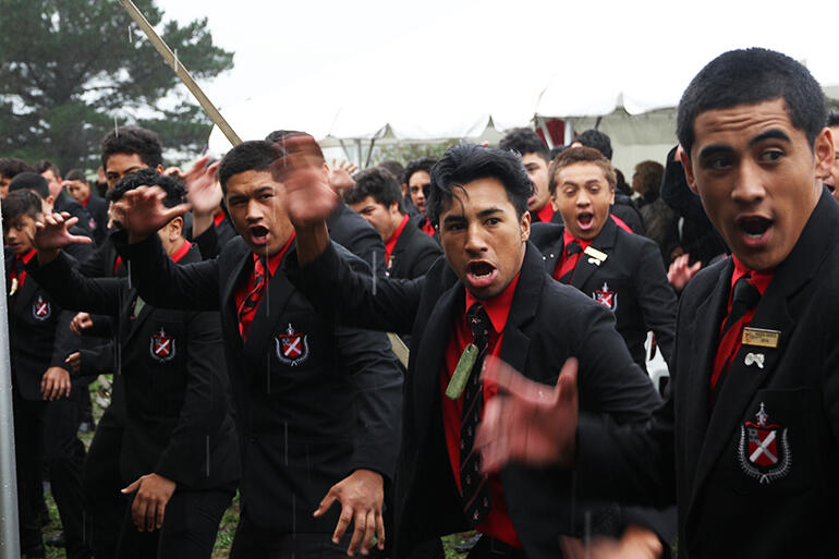 The boys from Te Aute College laid down a full throttle haka at the start of proceedings. The boys from Te Aute College laid down a full throttle haka at the start of proceedings.