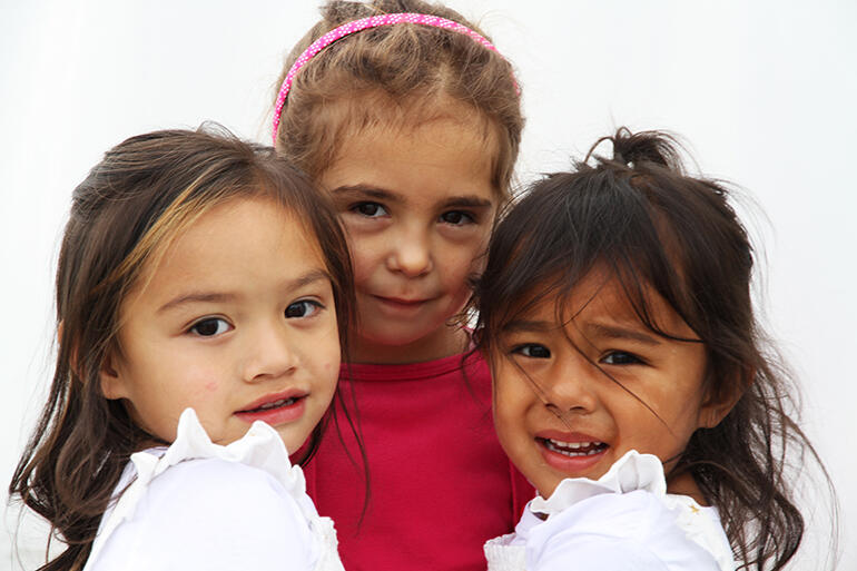 That's Summer Hakaraia on the left, with Anahera Rutene (centre) and Sophia Palaamo. Saturday was baptism day for Summer and Sophia.