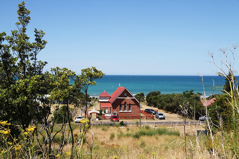 The church at Whangara, where Archbishop Brown and Mihi were married in 1957.