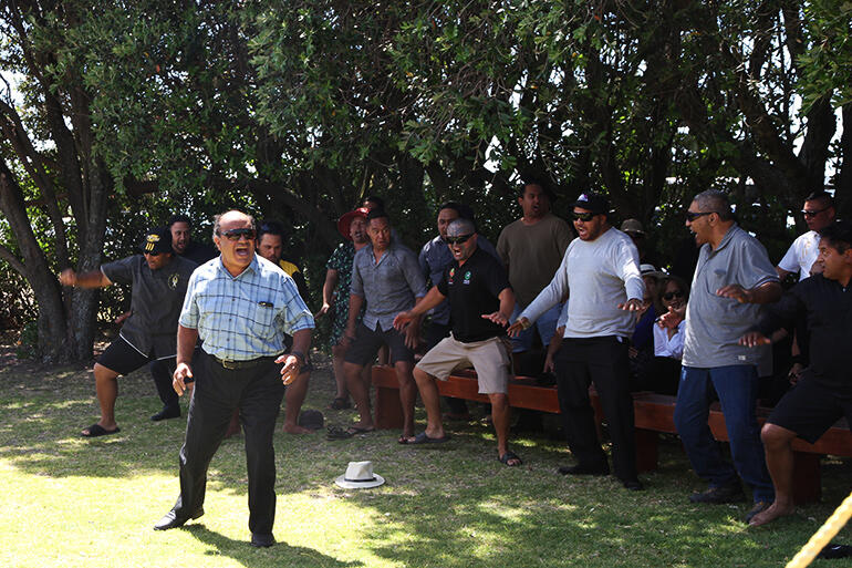 Victor Walker launched into his whaikorero with a haka. Victor Walker launched into his whaikorero with a haka.