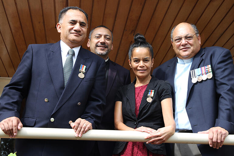 Servants who have served: From left: Colenso Eramiha, Mokaraka Hokianga and Stan Pilbrow. With Dean Katene Eruera right behind them.