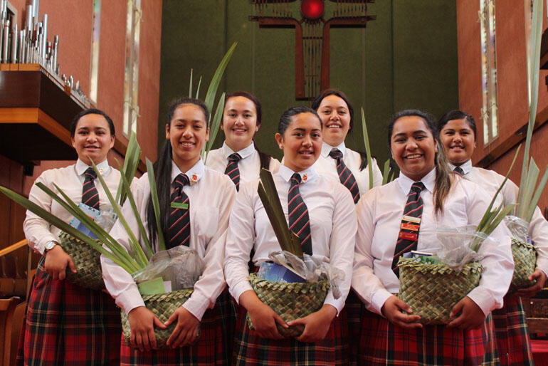 Hukarere chool-leavers for 2014 in line up in the Waiapu Cathedral.