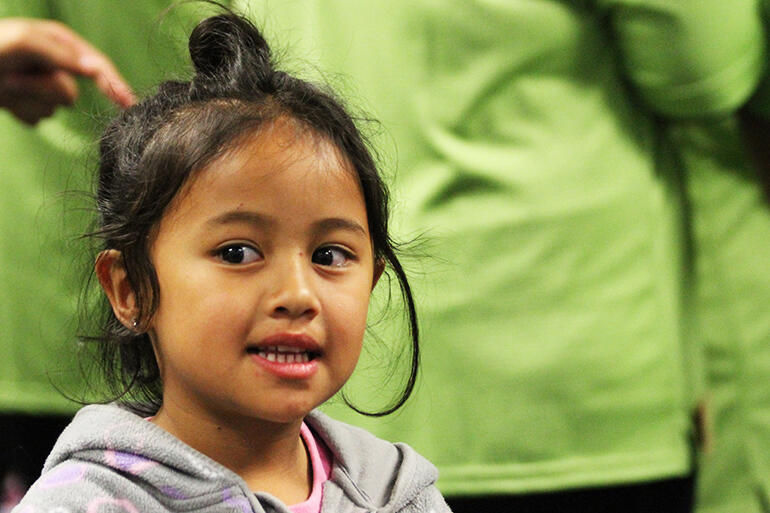 Neriah Hokianga gets in the groove with the Saturday evening singing.