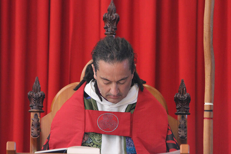 The bishop at prayer in his cathedra. The bishop at prayer in his cathedra.