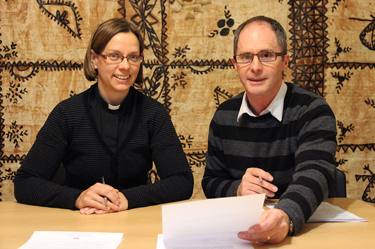 Helen-Ann completes the paperwork confirming her election with the General Secretary of the church, Rev Michael Hughes.
