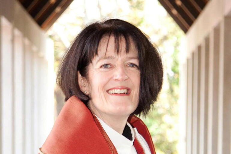 The Very Rev Jo Kelly-Moore, seen here outside Parnell's Holy Trinity Cathedral, has been appointed Archdeacon of Canterbury.