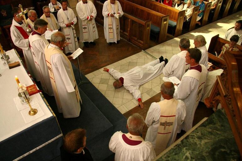 The bishop-elect prostrated himself before the altar immediately before his ordination.