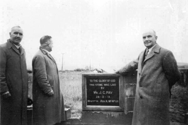 The Rev A. McNeur (left) and Mr J.C. Hay (right) at the March 28, 1953 laying of the foundation stone for the Morven Sunday school hall. The Rev A. McNeur (left) and Mr J.C. Hay (right) at the March 28, 1953 laying of the foundation stone for the Morven Sunday school hall.