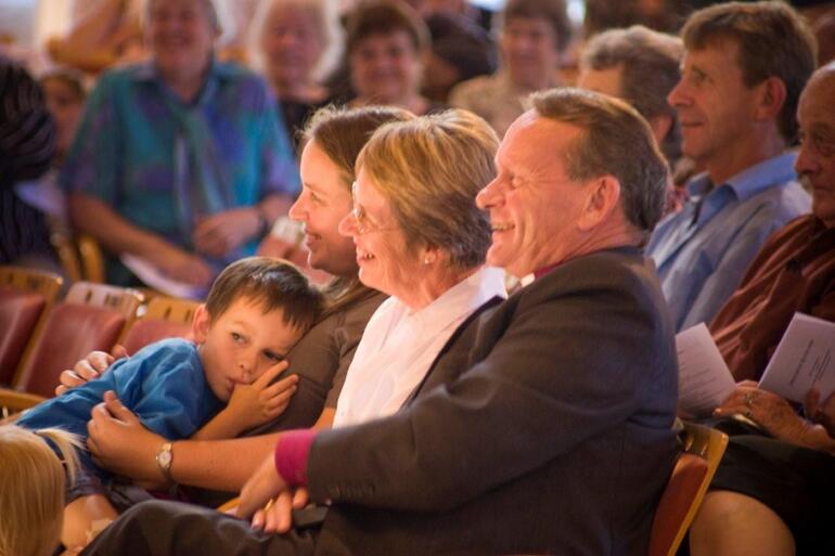 Three generations of the Bishop's family.