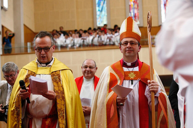 Bishop Andrew Hedge with the Dean of Waiapu, the Very Rev Dr Michael Godfrey. All pix by Luci Harrison.