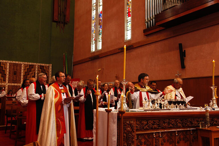 Archbishop Philip presides at the Eucharist. Archbishop Philip presides at the Eucharist.