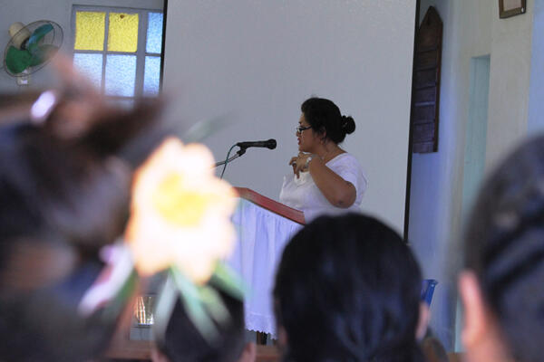 Sonya Hunter preached the Easter morning message - to a congregation which included this flower child.