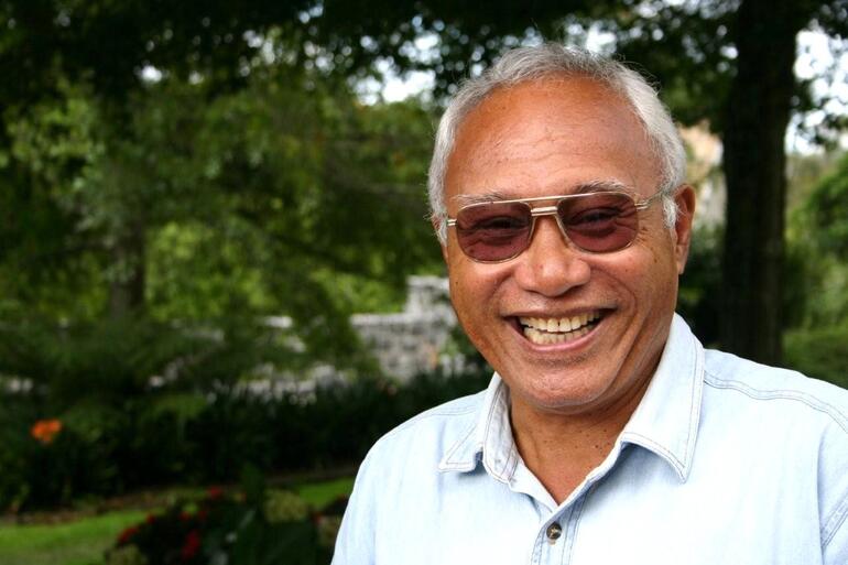 A lighthearted moment for Bishop Winston in the grounds of St John's College in Auckland. A lighthearted moment for Bishop Winston in the grounds of St John's College in Auckland.