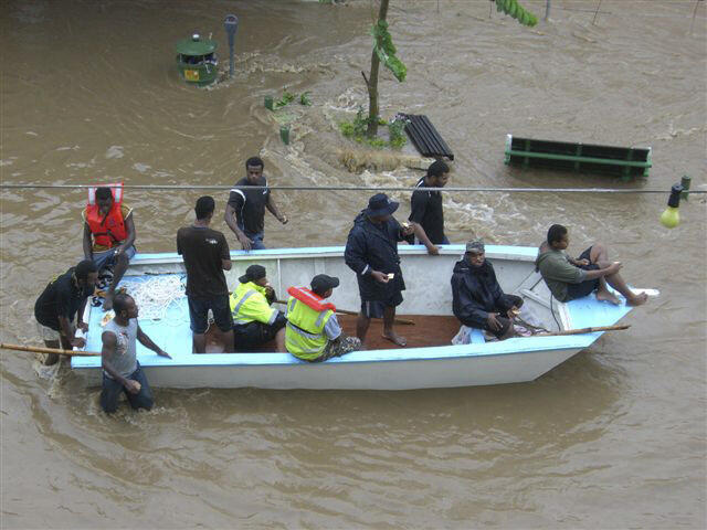 A boat joins the rescue effort in Nadi. A boat joins the rescue effort in Nadi.