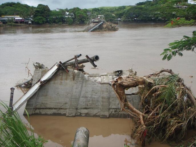 Flooding brought down this bridge in Sigatoka Flooding brought down this bridge in Sigatoka