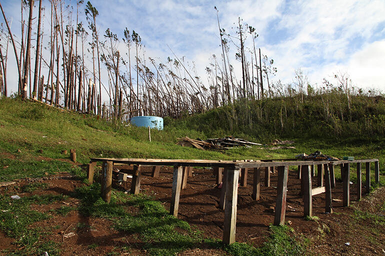 All that remains of the school dormitory. All that remains of the school dormitory.