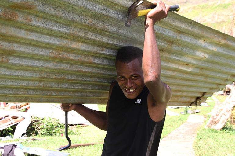 Rebuilding Maniava, sheet by corrugated sheet. Rebuilding Maniava, sheet by corrugated sheet.