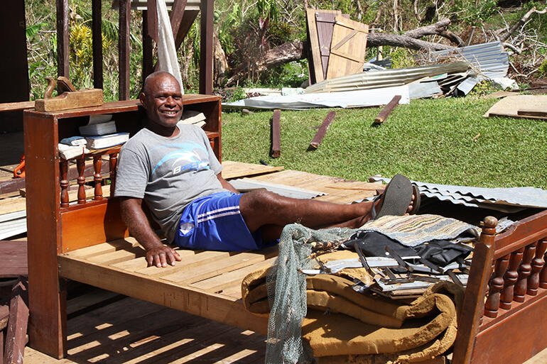Waisake Raikadroka finds reason to keep smiling: his bed survived the Maniava maelstrom more or less intact. Waisake Raikadroka finds reason to keep smiling: his bed survived the Maniava maelstrom more or less intact.